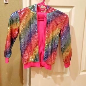 Boutique rainbow sequins girl zipped jacket size 6